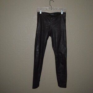 Sz XS VINCE Dark Brown Leather Pull On Leggings